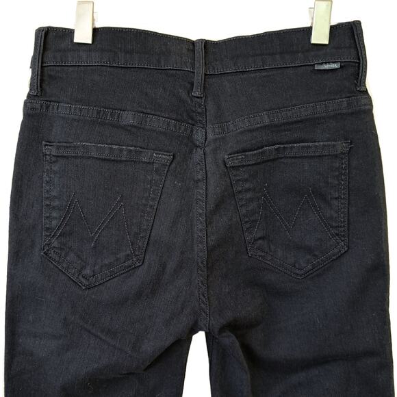 MOTHER Insider Crop Step Fray Guilty Racer Sz 25 Black Cream Stripe Kick Flare - Picture 13 of 14